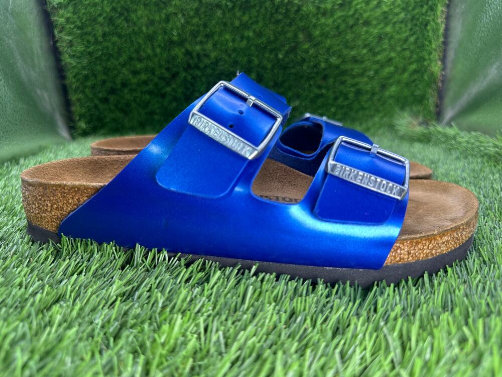 Birkenstock Arizona Birko-Flor Slide Slipper Unisex M4/W6 Blue Synthetic Casual